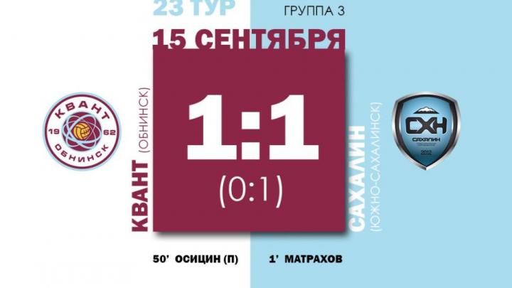 Обнинский «Квант» сыграл вничью с «Сахалином» — Настоящий Обнинск